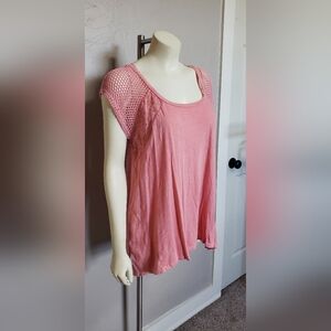 DNKY Jeans Pink Lace Sleeve Top